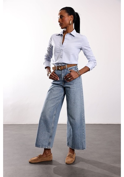 5in1Canpolat Mavi Slim Fit Gömlek 17449 Mavi