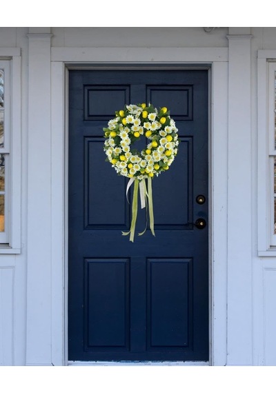 Nettenevime Yapay Çiçek Kapı Süsü Limon Papatya Kapı Çelengi Diğer