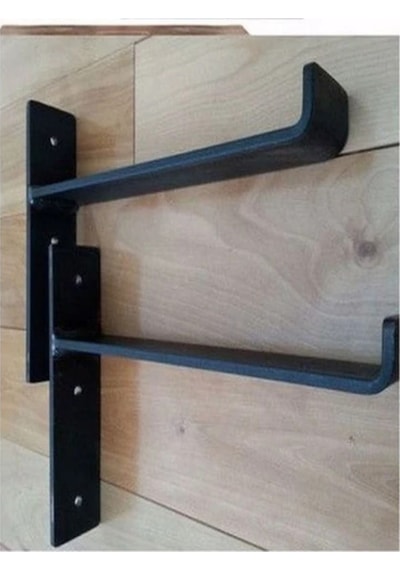 Doğal Ahşap Raf 80x19x4cm Tekli Dresuar L Demir Ayaklı Raf Kahverengi