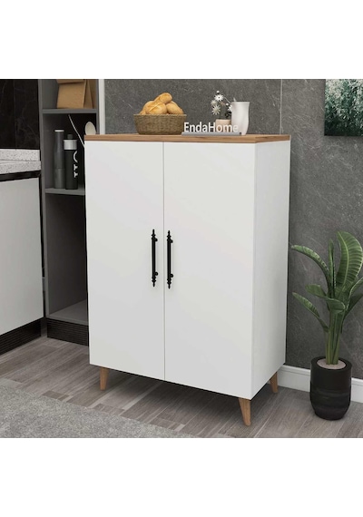 Reyo Home Enda 3 Raflı 2 Kapaklı Çok Amaçlı Dolap Beyaz - Çam