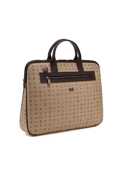Bilik Deri Monogram Açık Vizon/kahve Unisex Laptop & Evrak Çantas Vizon - Kahverengi