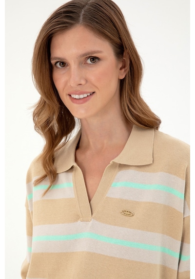 U.S. Polo Assn. Kadın Kum Polo Yaka Kazak 50297089-VR085