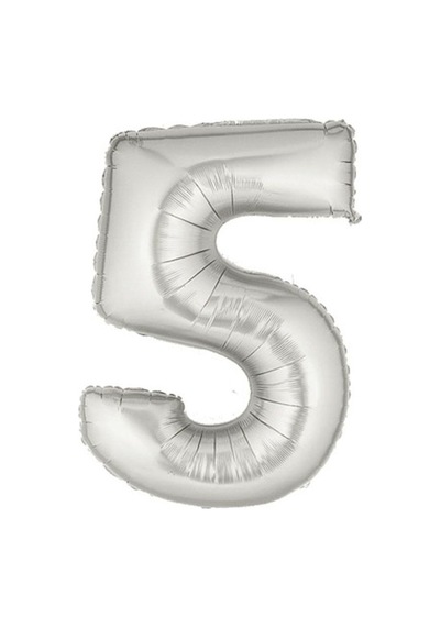 Şekilli Supershape Silver Rakam Folyo Balon 5 Numara Diğer