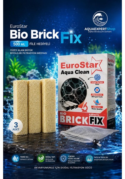 Akvaryum Filtre Malzemesi - Bio Brick Fix 500 Ml - Güçlü Bakteri Tutucu Biyolojik Medya - 3 Adet Brick - File Hediyeli