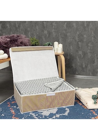 Çok Amaçlı Düzenleyici Kapaklı Sandık Tipi Kutu Hurç Organizer 50 X 40 X 19 Kahverengi