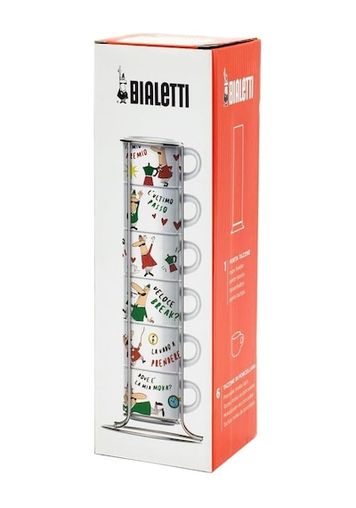 Bialetti - 6'li İstiflenebilir Cappuccino Fincan Seti - Karma Renkli - Porselen Diğer
