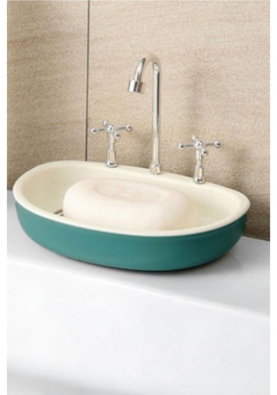 Lavabo Şeklinde Katı Sabunluk Banyo Mutfak Sünger Sabun Tutucu Dekor Şirin Stand Turkuaz