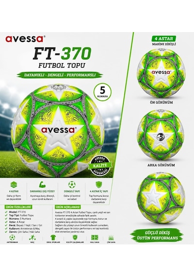 Özel Seri Antrenman Spor Oyun Ft-370 Futbol Topu 4 Astar Çok Renkli