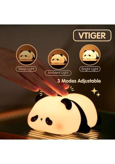 Panda Gece Lambası, Led Yumuşacık Sevimli Lamba, Çocuklar İçin Gece Lambası, Silikon Panda Işığ Diğer