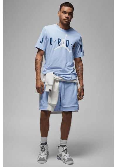 Nike Jordan Air Stretch Mens Ss Crew Blue Logolu Erkek Tişört Mavi Mavi