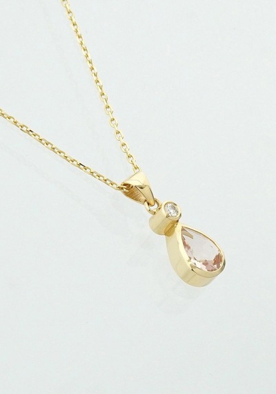 Damla Morganite Tektaş Kolye Sarı