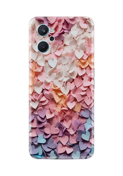 Realme 9i Kılıf Boutique Baskılı Resimli Renkli Kalpler Pcode -040