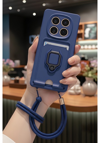 Xiaomi Redmi Note 14 Pro 5g İçin Uyumlu Boyun Askılı Yüzüklü Stand Olabilen Telefon Kılıfı