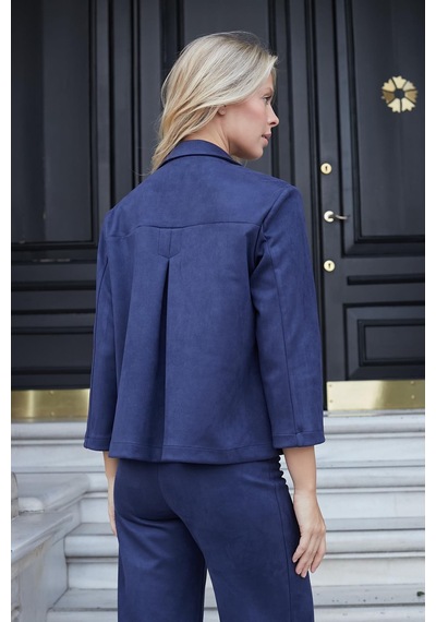 Kadın Yakalı Rahat Kesim Uzun Kol Hafif Likralı Süet Kumaş Düğmeli Cepli Blazer Ceket-lacivert Lacivert Kadın Yakalı Rahat Kesim Uzun Kol Hafif Likralı Süet Kumaş Düğmeli Cepli Blazer Ceket-lacivert Lacivert