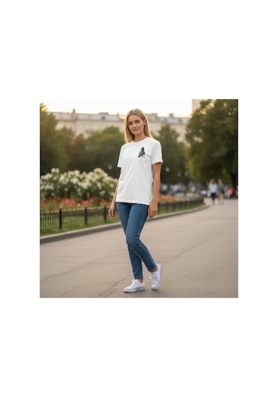 Urbantrendstore Unisex Uzaylı Saldırı Attack Oversize Fit Rahat Geniş Salaş T-shirt Günlük Tişört Beyaz