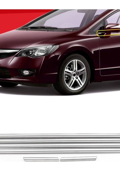 Honda Cıvıc Fd6 2006-2011 Modeller Arası Krom Cam Çıtası 6 Parça Paslanmaz Çelik
