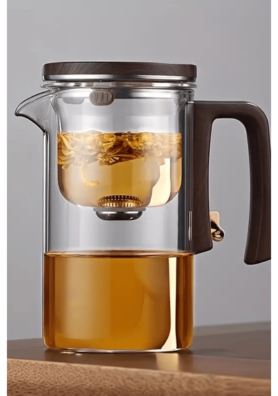 Borosilikat Cam Sihirli Demlik 720 Ml Isıya Dayanıklı 2 Bardaklı Bitki Çayı Demleme Seti Çok Renkli