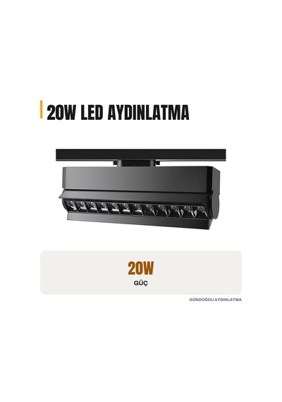 Goya 20w Samsung Ledli Mercekli Ray Spot Mağaza Aydınlatma Armatürü - Gy-3655-20 Diğer