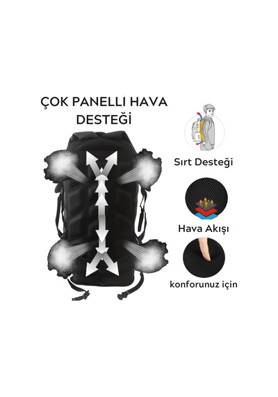 571 Collections Baggor Montana 80 Litre Çift Körüklü Siyah Su Geçirmez Çok Gözlü Seyahat-dağcı-kampçı-deprem Sırt Çantası Açık Altın