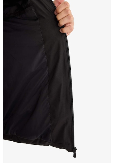 Defacto Su İtici Slim Fit Dar Kesim Astarlı Kapüşonlu Fermuarlı Cepli Dolgulu Mont R0216az25aubk27 Siyah-bk27