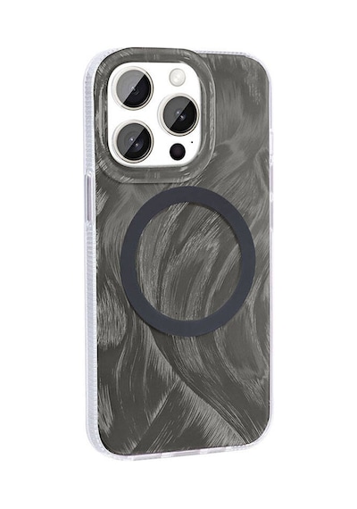 Apple Uyumlu iPhone 15 Pro İle Kılıf Magsafe Şarj Özellikli Fırça Boya Desenli Kapak