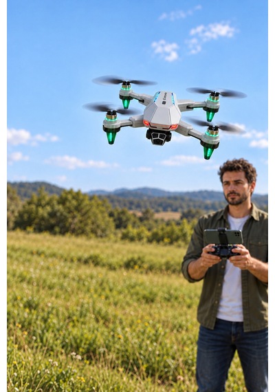 S109 Flip Fly Çift Kameralı Katlanabilir Drone 480p, Fırçasız Motor, Wi-fi Görüntü Aktarımı, Optik Akış, 156,6 G Gri