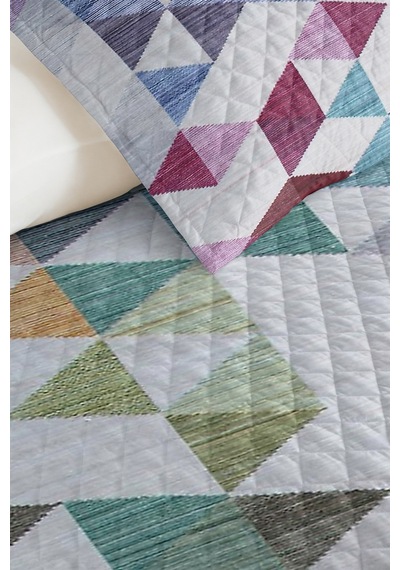 Geometrik Pastel Mavi Genç Odası Tek Kişilik Pike Takımı-modern Lila 160x220cm Kapitone Yatak Örtüsü Kuşluk Çiçek Demi