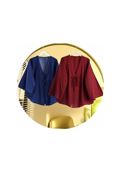 Unika Boutique Önü Bağlamalı Kimono Tunik Cift Renk Oversize Yeni Sezon Rahat Kalıp Önü Baglamalı Lacivert Bordo