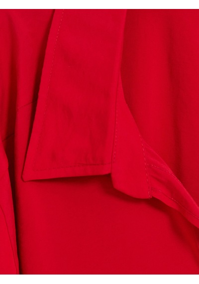Lcw Modest Kırmızı Modal Karışımlı Oversize Kadın Gömlek