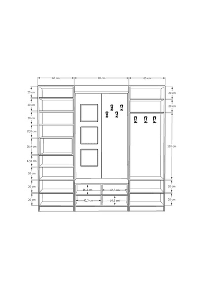 Lüks Aynalı Portmanto Askılı Vestiyer %100 Mdf Çok Raflı Ayakkabılık V05 Beyaz - Antrasit Lüks Aynalı Portmanto Askılı Vestiyer %100 Mdf Çok Raflı Ayakkabılık V05 Beyaz - Antrasit