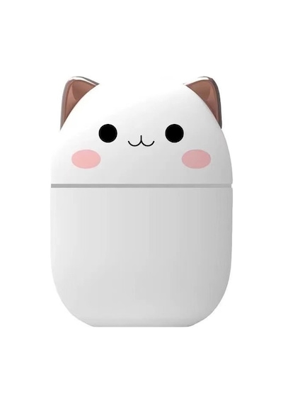 Ufly Sevimli Kedi Hava Nemlendirici Ledli Ultrasonik Difüzör 250 Ml Beyaz
