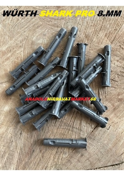 Würth Dübel Shark Pro 8 MM Turbo Plastik Dübel 8 MM 50 Adet