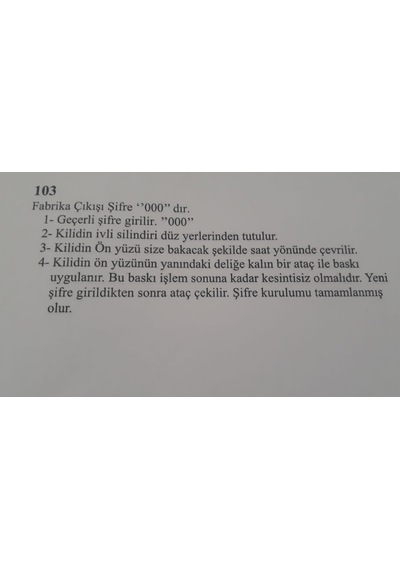 Şifreli Mekanik Güvenlik Kilit