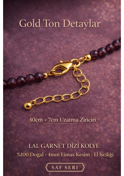 Sertifikalı Lal Garnet Dizi Kolye - 4mm Elmas Kesim Minimal Seri Çok renkli
