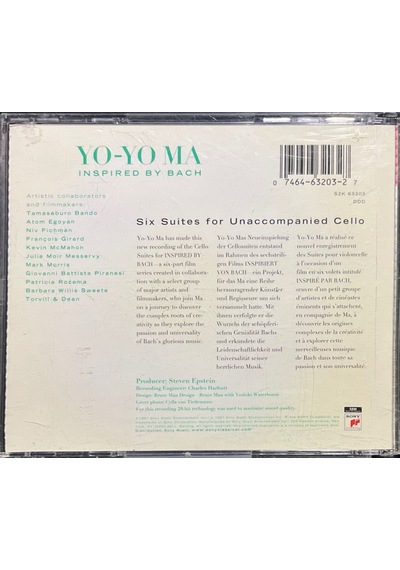 Plak Değildir Cd Dir Cd Yo-yo Ma Inspired By Bach Cd