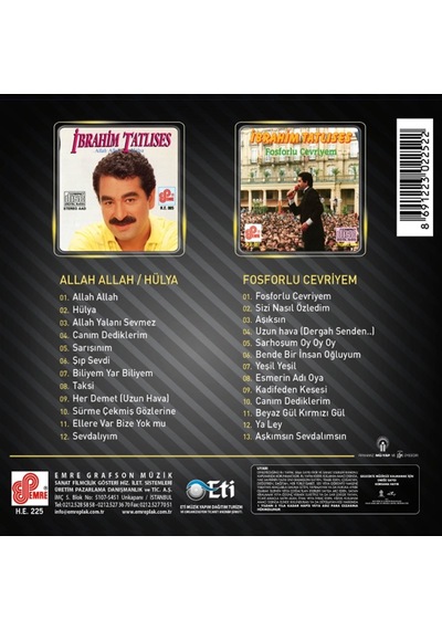 İbrahim Tatlıses - Allah Allah - Hülya / Fosforlu Cevriyem (Cd)