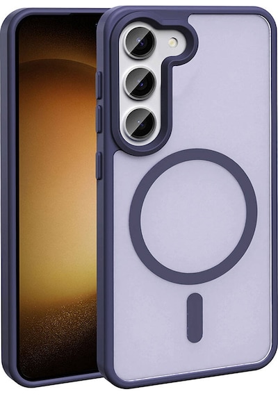 Samsung Galaxy Uyumlu S23 Kılıf M-safe Şarj Özellikli Mat Arka Yüzey Zore Sio Kapak Koyu Mor