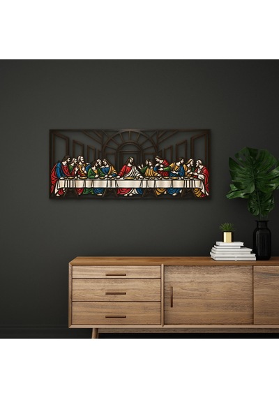 Lazer Kesim Son Akşam Yemeği - Metal Tablo - Dec0195 150 X 65 Cm Çok Renkli