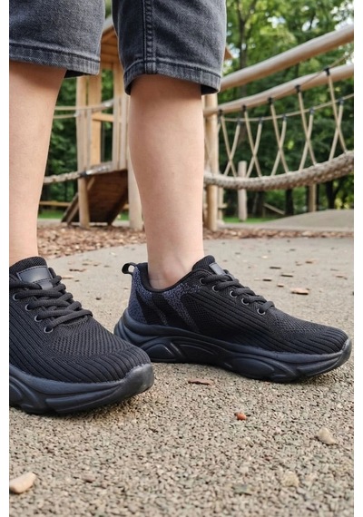 In Step Pure Black Ultra Hafif Nefes Alabilir Çocuk Spor Ayakkabı - Siyah