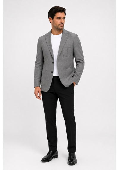 Bihan Store Erkek Cepli Astarsız Desenli Dokuma Blazer 06 Drop Ceket 1954-gri