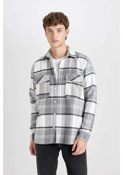 DeFacto Regular Fit Normal Kesim Kareli Oduncu Flanel Uzun Kollu Gömlek D6027AX24AUGR367 Gri DeFacto Regular Fit Normal Kesim Kareli Oduncu Flanel Uzun Kollu Gömlek D6027AX24AUGR367 Gri
