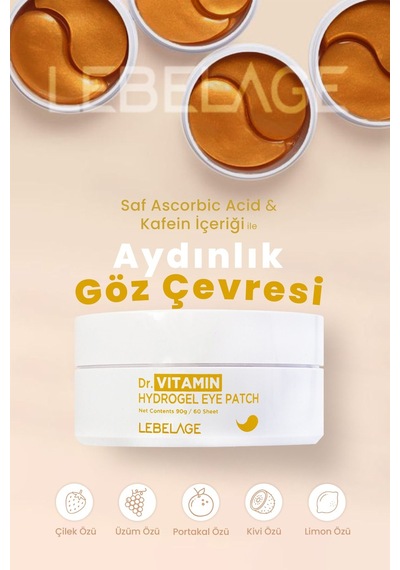 LebelC Vitamini ve Kafein İçeren Aydınlatıcı Göz Altı Maske Seti 60 Adet LebelDr Vitamin Eye Patch