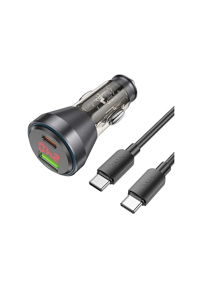 Hoco Nz12b Unimpeded Pd48w Usb + Type-c Araç Çakmaklı Hızlı Şarj Aleti + Type-c To Type-c Kablo- 5775 Standart 73580946