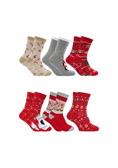 Kardeşler Çorap Yılbaşı Noel Christmas Desenli Soket Çorap Renkli 6'lı Paket Çok Renkli - 816912530 Çok Renkli