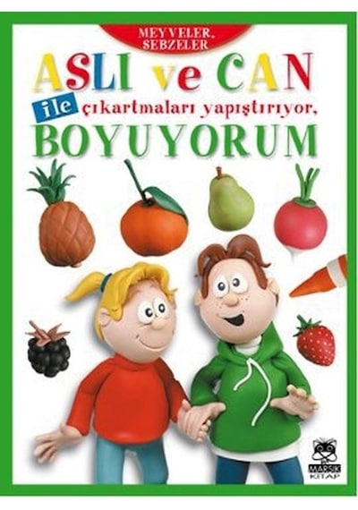 Aslı Ve Can İle Çıkartmaları Yapıştırıyor, Boyuyorum - Meyveler, Sebzeler