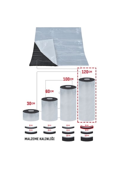 9 Mm X 60 Cm X 5 Mt Oto Yalıtım Malzemesi - Folyolu Isı Ses Yalıtım Süngeri - Alüminyum Takviyeli
