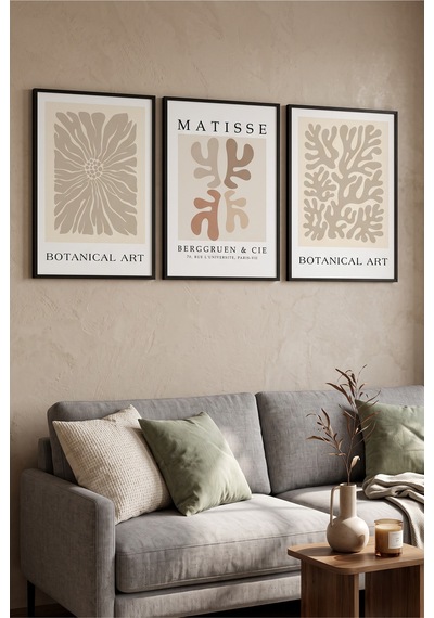Siyah Ahşap Çerçeveli Bej Matisse Botanik Sanat Üçlü Duvar Tablosu Modern Minimalist Dekorasyon Kabartma Görünümlüdür Siyah Siyah Ahşap Çerçeveli Bej Matisse Botanik Sanat Üçlü Duvar Tablosu Modern Minimalist Dekorasyon Kabartma Görünümlüdür Siyah