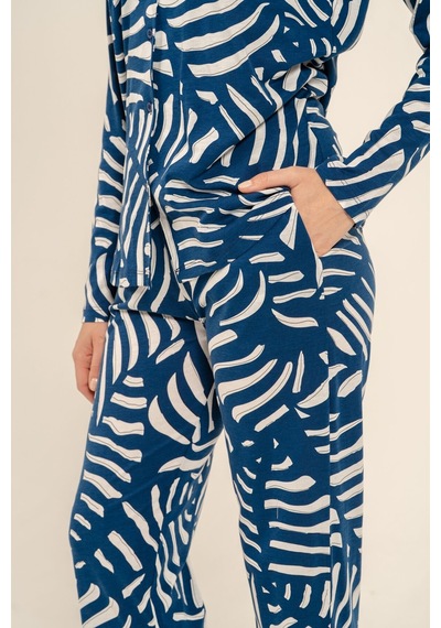 Arnetta Kadın Lacivert Desenli Gömlek Pijama Takımı Ar3766-s-v1 Ar3766-s-v1