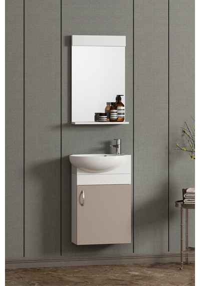 Lale 45 Cm Beyaz-selenit Mdf Seramik Lavabolu Asma Banyo Dolabı Takımı