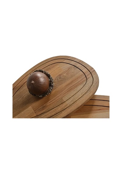 Favdecor Sweet Masif Doğal Ahşap Zigon Sehpa 2'li Set Ceviz